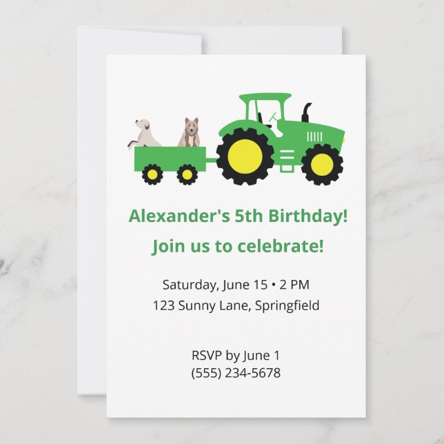 Convite Tractor Birthday Invitation • Editable Invite (Frente)