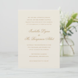Convite Tradicional Casamento Elegante Formal De Marfim