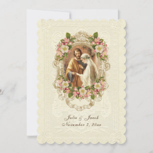 Convite Tradicional Católica Vintage Lace Cherry Blossoms