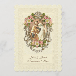 Convite Tradicional Católica Vintage Lace Cherry Blossoms