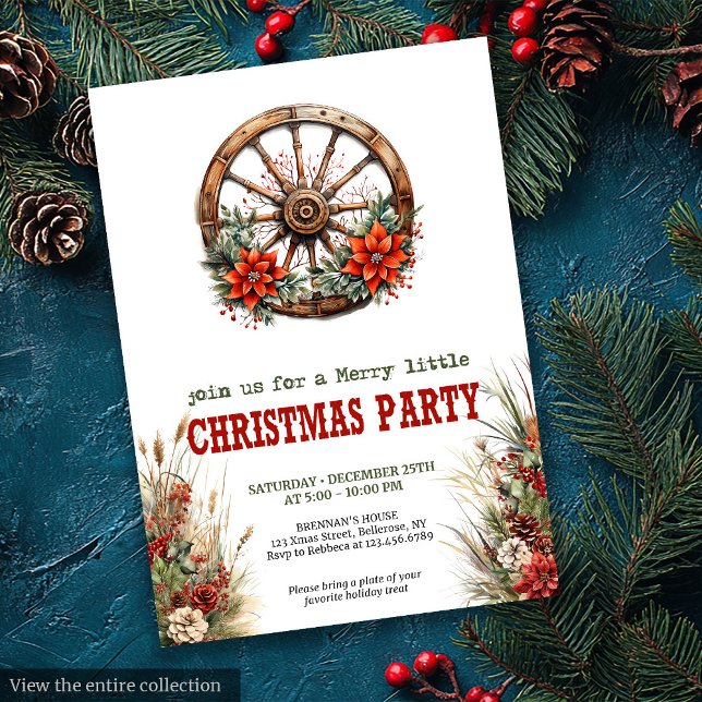 Convite tradicional de festa de Natal no estilo We (Traditional Western Christmas party invitation

)