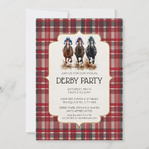 Convite Tradicional do Kentucky Derby Vermelho Tar