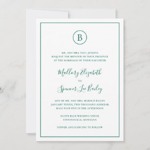Convite Tradicional Emerald Verde Tudo Em Um Casamento