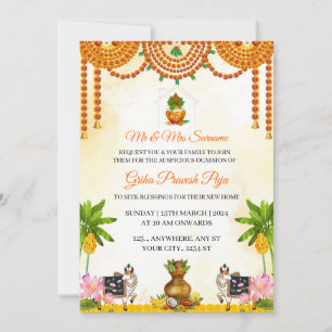 Convite Tradicional Indiano para Puja de Griha Pra