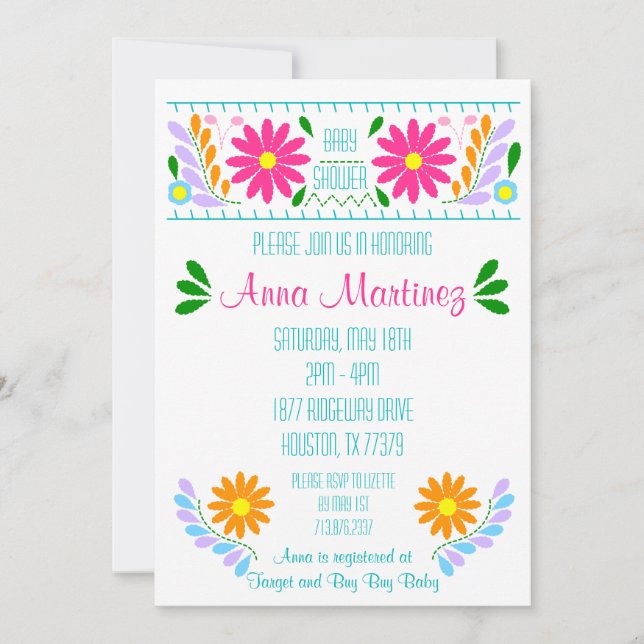 Convite tradicional mexicano Emboiderme Fiesta (Frente)