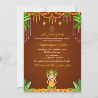 Convite Tradicional para Pooja de Satyanarayana Ka