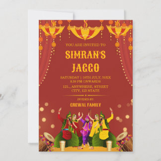 Convite Tradicional Punjabi Jaggo Night Bhangra