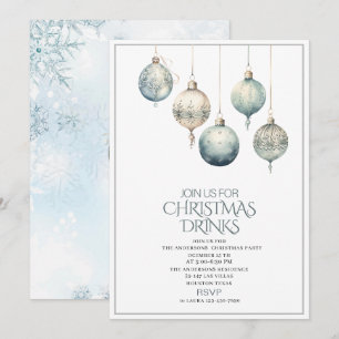 Convite Tradicional Watercolor Winter Merry Christmas Invi