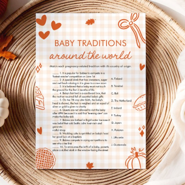Convite Tradições de Bebês Desenhadas à Mão ao Redor do Mu (Hand Drawn Baby Traditions Around The World Game)
