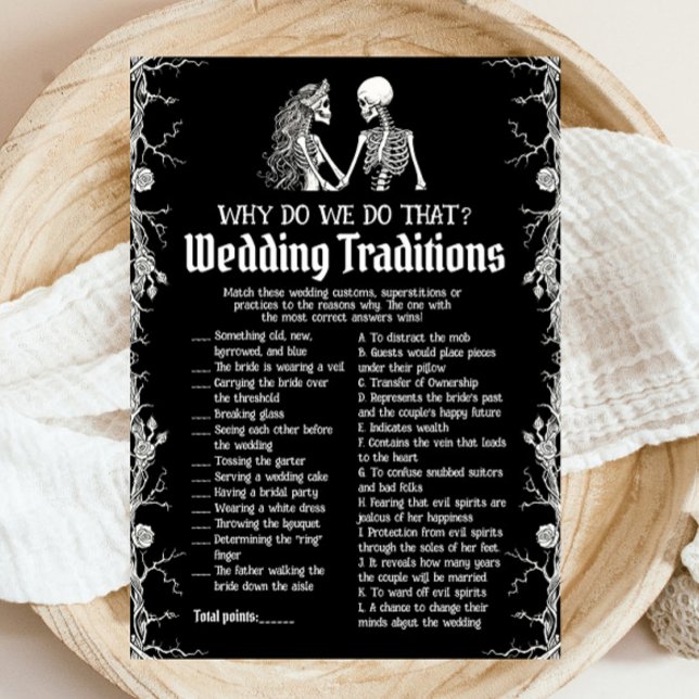 Convite Tradições de Casamento de Esqueleto de Halloween J (Halloween Skeleton Wedding Traditions Bridal Game)