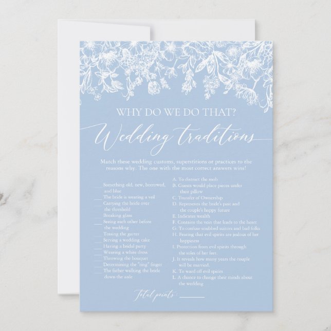 Convite Tradições de Casamento Dusty Blue Jogo de Chuveiro (Frente)
