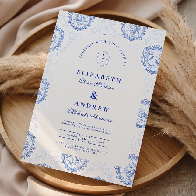 Convite Traditional Blue White Delft Wedding (Criador carregado)