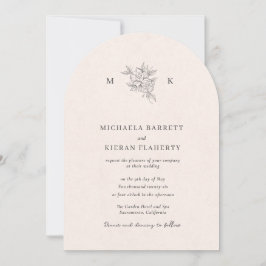 Convite Traditional Blush Pink Monogram Wedding Invitation