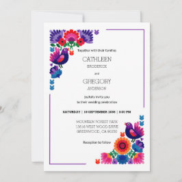 Convite Traditional Colorful Folk Vibrant Pattern Wedding