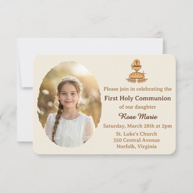 Convite Traditional First Holy Communion Photo (Frente)