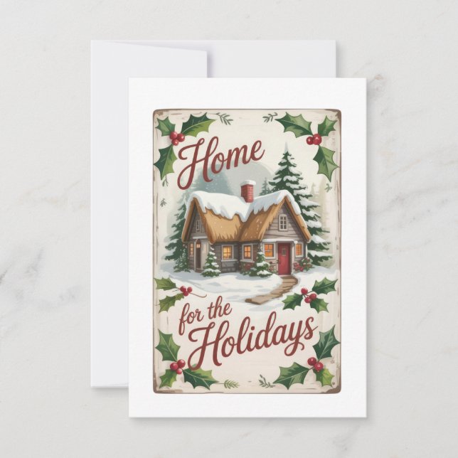 Convite Traditional Holly Wreath Housewarming Gift (Frente)