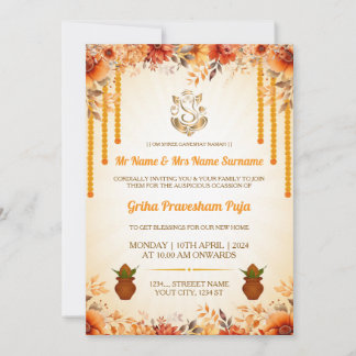 Convite Traditional Indian Griha Pravesham Invitation