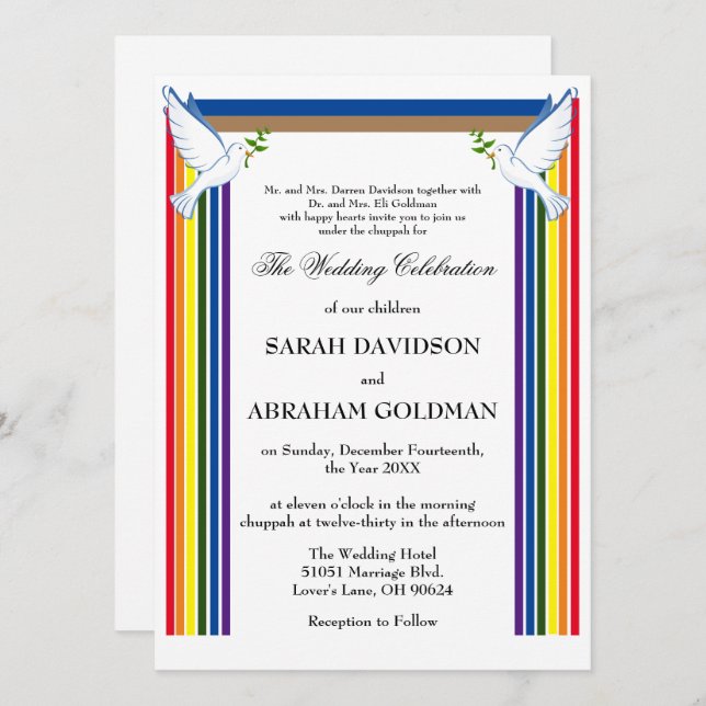 Convite Traditional Jewish Wedding Invitations - Ark (Frente/Verso)