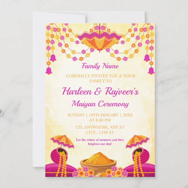 Convite Traditional Maiyan Ceremony Invitation Card (Frente)