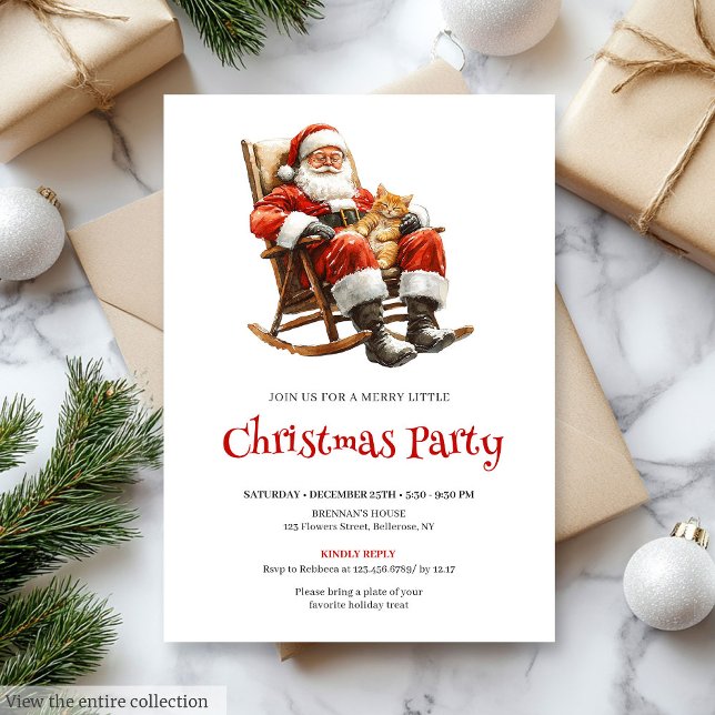 Convite Traditional Santa Festive Christmas Party Invite (Traditional Santa Festive Christmas Party Invite)
