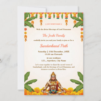 Convite Traditional Sundarkand Path Invitation Card