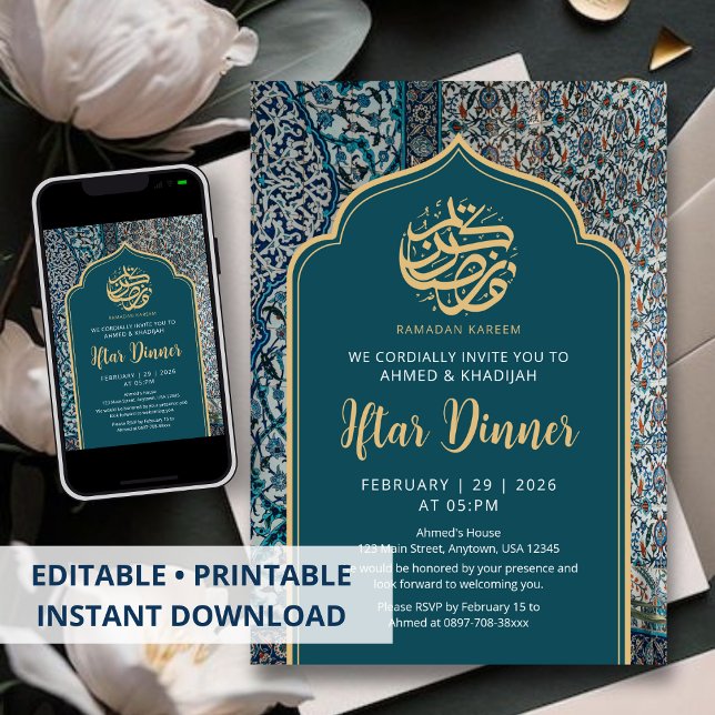 Convite Traditional Turkish Mosaic Ramadan Iftar Dinner (Criador carregado)
