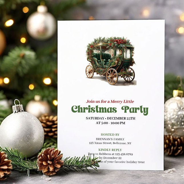 Convite Traditional Victorian Christmas car party invite (Traditional Victorian Christmas angel party invite

)