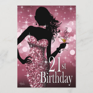 Convite Traga o aniversário de 21 anos do Bling Sparkle