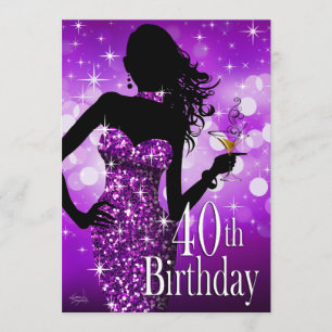Convite Traga o aniversário de 40 anos do Bling Sparkle