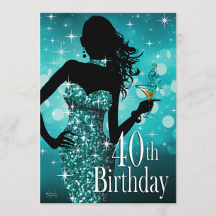 Convite Traga o aniversário de 40 anos do Bling Sparkle  
