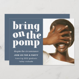 Convite Traga o Pomp One Photo Formando Party Blue