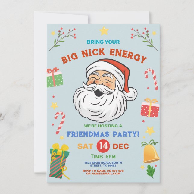 Convite Traga o seu grande Nick Energy Friendmas Natal (Frente)