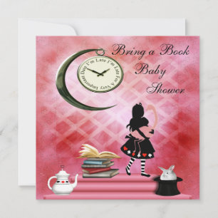 Convite Traga um Chá de fraldas de Alice e Flamingo Rosa