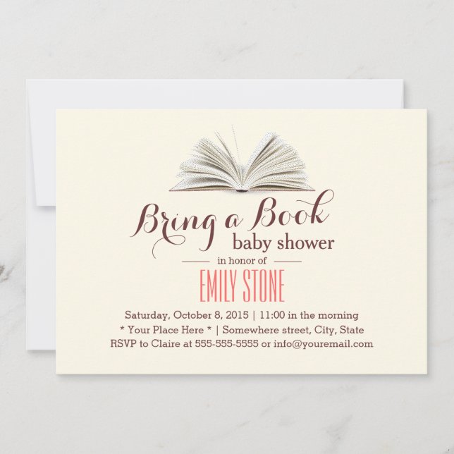 Convite Traga um Chá de fraldas de Livro (Frente)