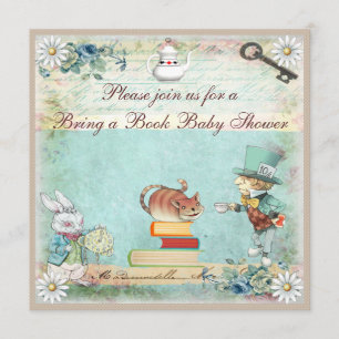 Convite Traga um Livro Alice no Chá de fraldas de Wonderl