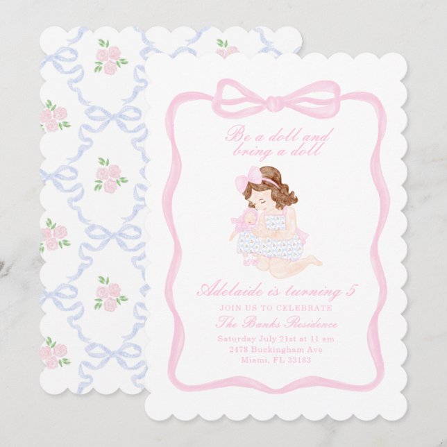 Convite Traga uma boneca de Aniversário do Avô do Milênio (Frente/Verso)