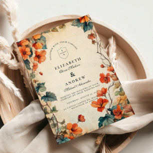 Convite Trailing Floral Autumn Wedding