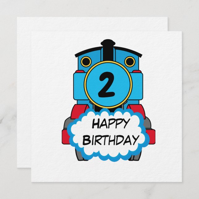 Convite Train Happy Birthday round Sticker (Frente/Verso)