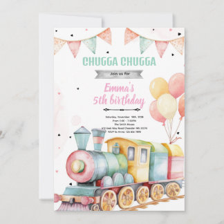Convite Train party girl invitation