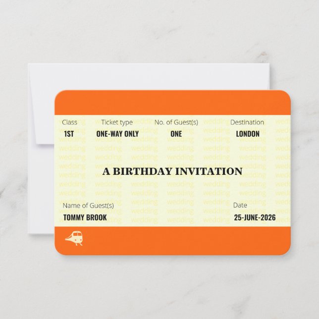 Convite Train Ticket Inspired | Birthday (Frente)