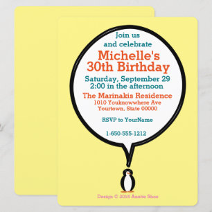 Convite Traje de Aniversário Ms. Penguin Personalizada