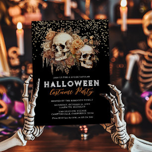 Convite Traje de Halloween Adulto Floral Skull Festa