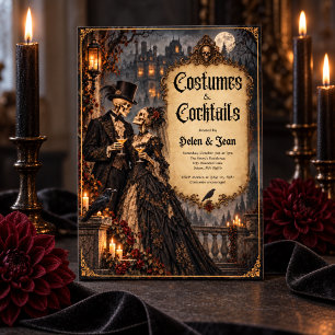 Convite Traje de Halloween Gótico & Coquetéis
