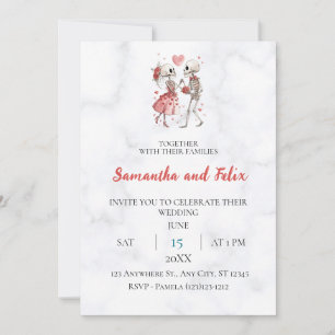 Convite Traje de Noiva Esqueleto Mármore Casamento