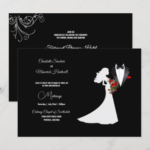 Convite Traje Smoking & Silhueta da Noiva Casamento B&W