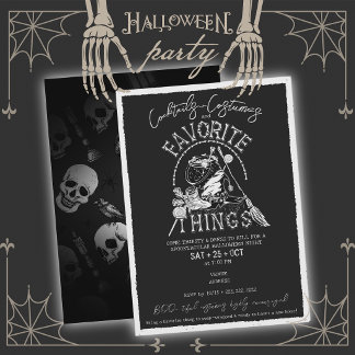 Convite Trajes de Halloween Pretos & Troca de Presentes de
