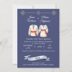 Convite Trajes Folclóricos Tradicionais de Casamento Romen