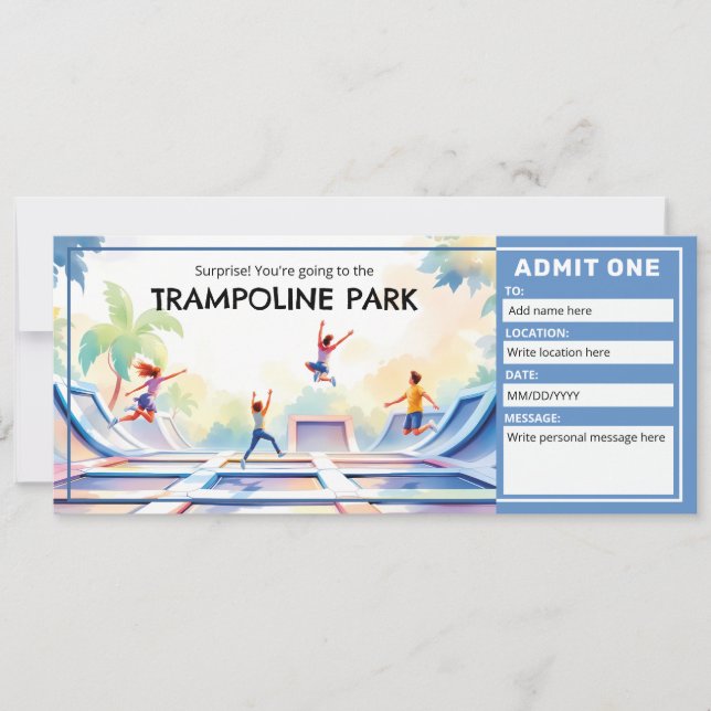 Convite Trampoline Park - Bounce House Ticket  (Frente)