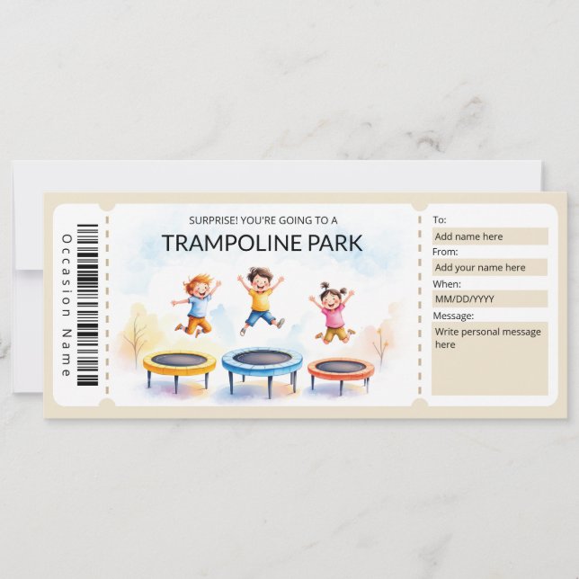 Convite Trampoline Park Gift Certificate Template (Frente)