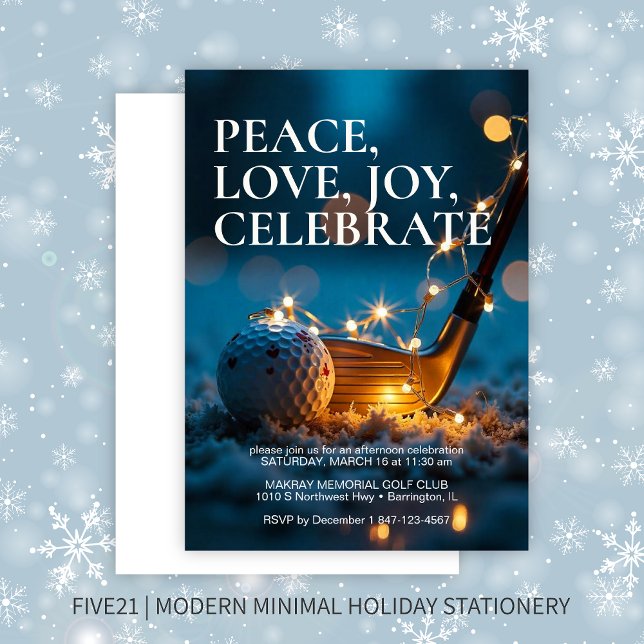 Convite Tranquil Snowy Night Golf Festa de Natal (Criador carregado)